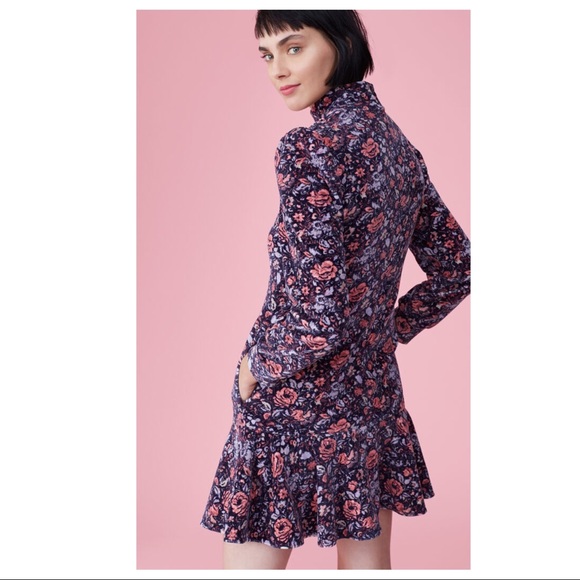 NEW REBECCA TAYLOR FLORAL VELOUR MINI DRESS - Picture 7 of 10